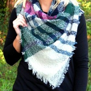 Ivory Multi Colored Appalachian Autumn Blanket Scarf NWT